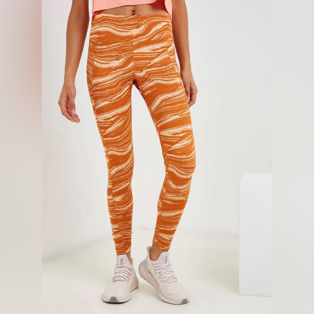Adidas Believe This Wanderlust Performance leggings in glow orange/ white S NWT